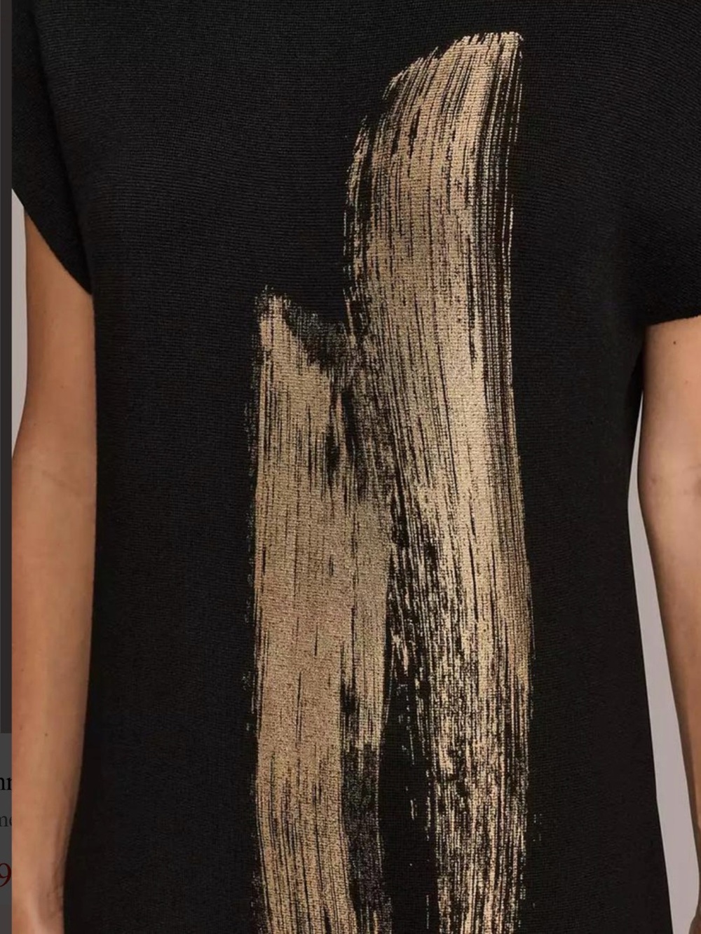 NWT Donna Karan Black High Neck Sweater Dress with Gold Brushstroke. XLARGE - Picture 14 of 15
